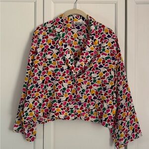 Vintage satin Colorful Patterned Women's Top